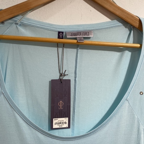 Jennifer Lopez shirt light blue long sleeved 3x Clear beads on sleeves - Picture 2 of 7